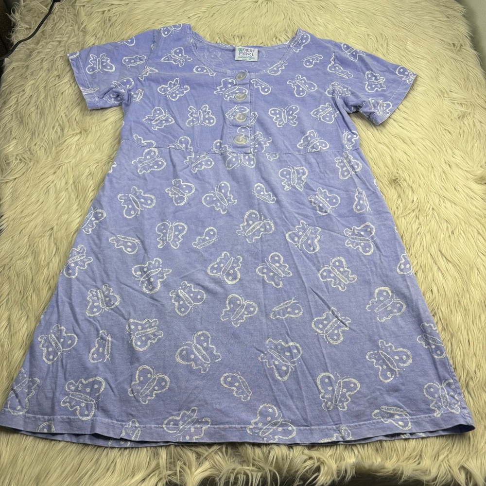 Fresh Produce Women's M Purple Butterfly Henley T-Shirt Dress Kidcore Artsy